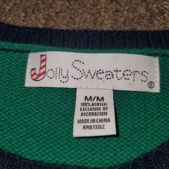 Unicorn Ugly Christmas Sweater Crewneck Holiday Size Medium Green - Picture 7 of 9